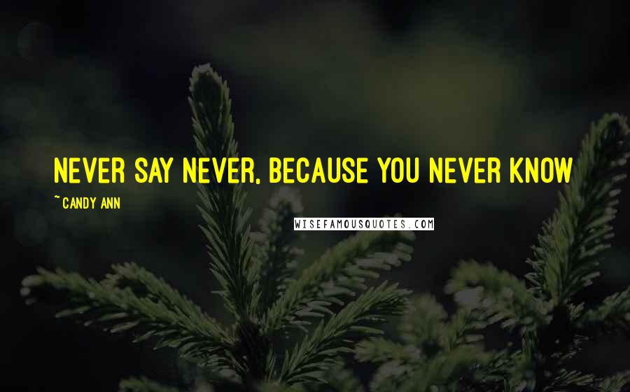 Candy Ann Quotes: Never say never, because you never know