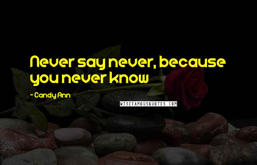 Candy Ann Quotes: Never say never, because you never know