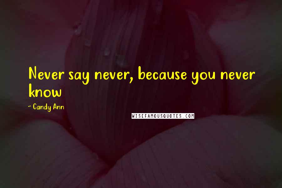 Candy Ann Quotes: Never say never, because you never know