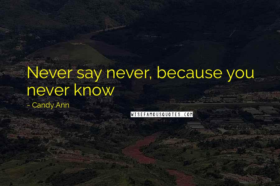 Candy Ann Quotes: Never say never, because you never know