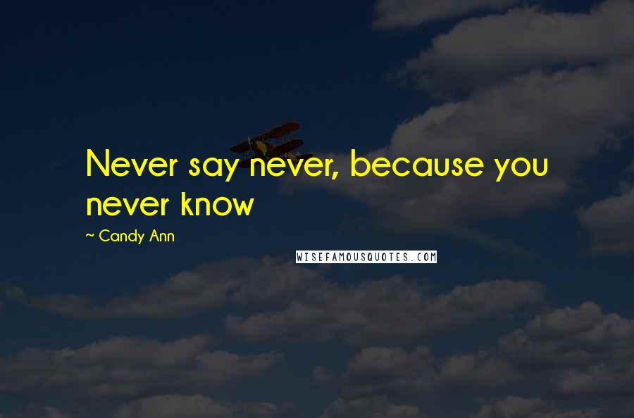 Candy Ann Quotes: Never say never, because you never know