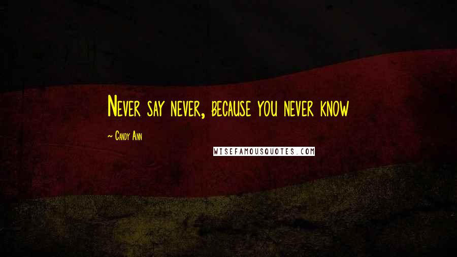 Candy Ann Quotes: Never say never, because you never know
