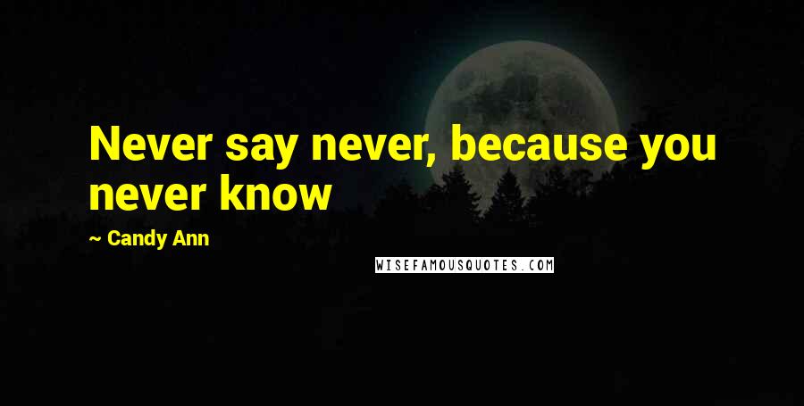 Candy Ann Quotes: Never say never, because you never know