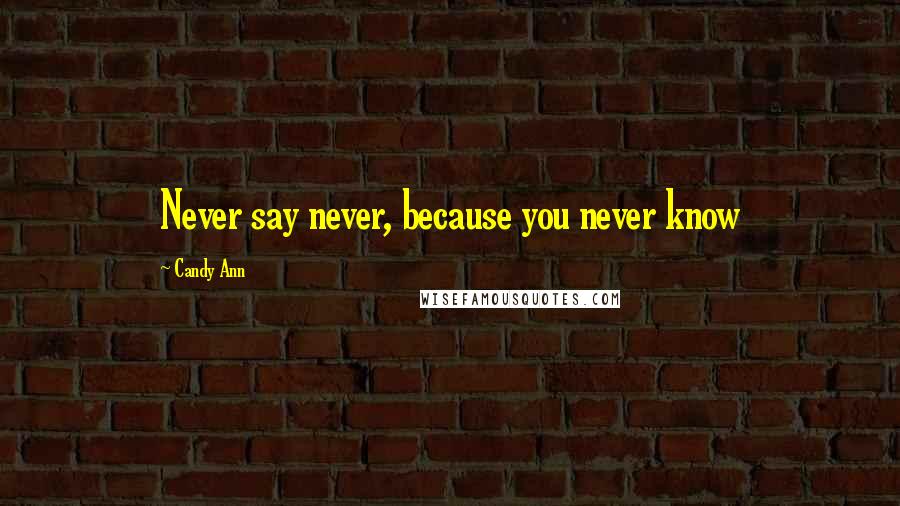 Candy Ann Quotes: Never say never, because you never know