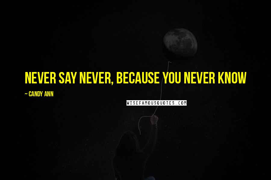 Candy Ann Quotes: Never say never, because you never know