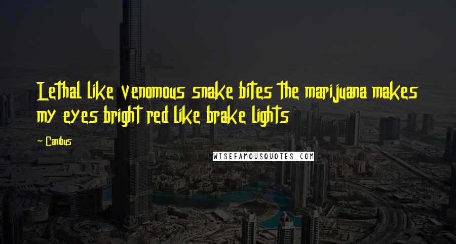 Canibus Quotes: Lethal like venomous snake bites the marijuana makes my eyes bright red like brake lights