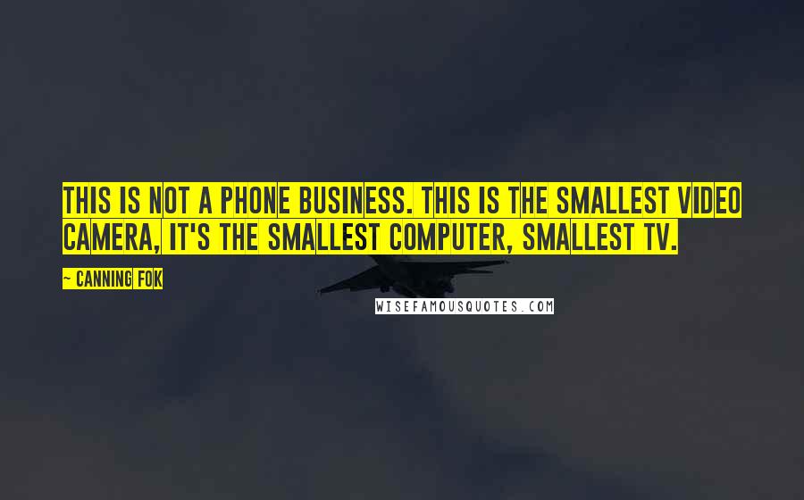 Canning Fok Quotes: This is not a phone business. This is the smallest video camera, it's the smallest computer, smallest TV.