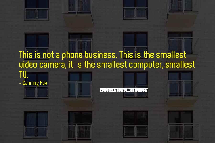 Canning Fok Quotes: This is not a phone business. This is the smallest video camera, it's the smallest computer, smallest TV.