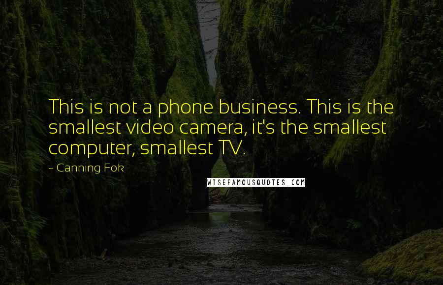 Canning Fok Quotes: This is not a phone business. This is the smallest video camera, it's the smallest computer, smallest TV.