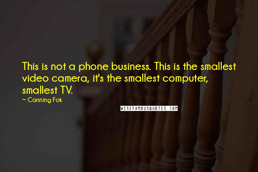 Canning Fok Quotes: This is not a phone business. This is the smallest video camera, it's the smallest computer, smallest TV.