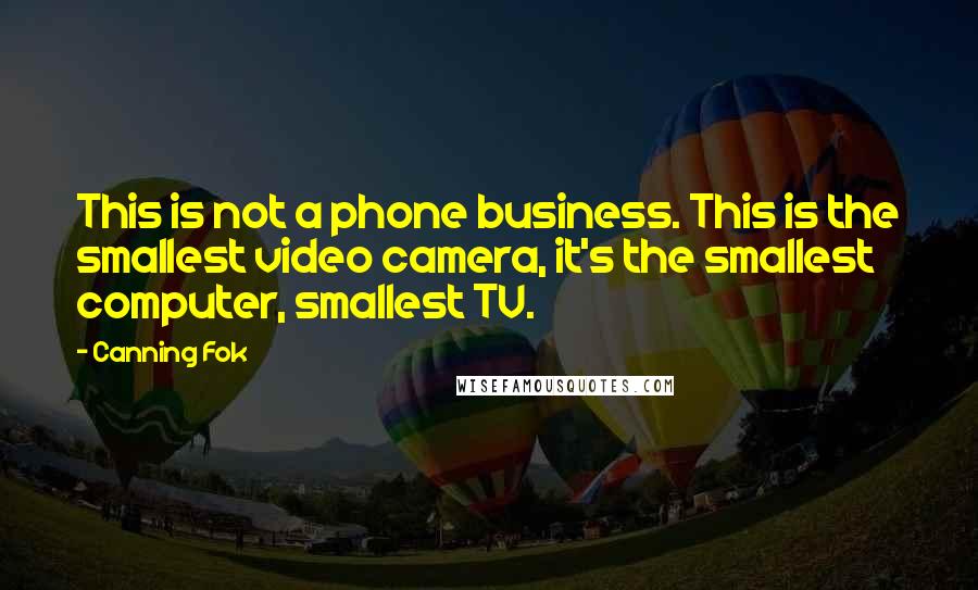 Canning Fok Quotes: This is not a phone business. This is the smallest video camera, it's the smallest computer, smallest TV.