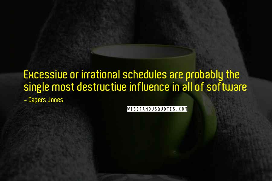 Capers Jones Quotes: Excessive or irrational schedules are probably the single most destructive influence in all of software