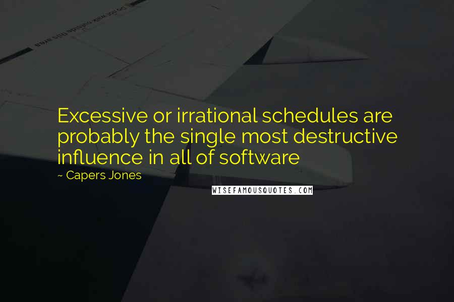 Capers Jones Quotes: Excessive or irrational schedules are probably the single most destructive influence in all of software