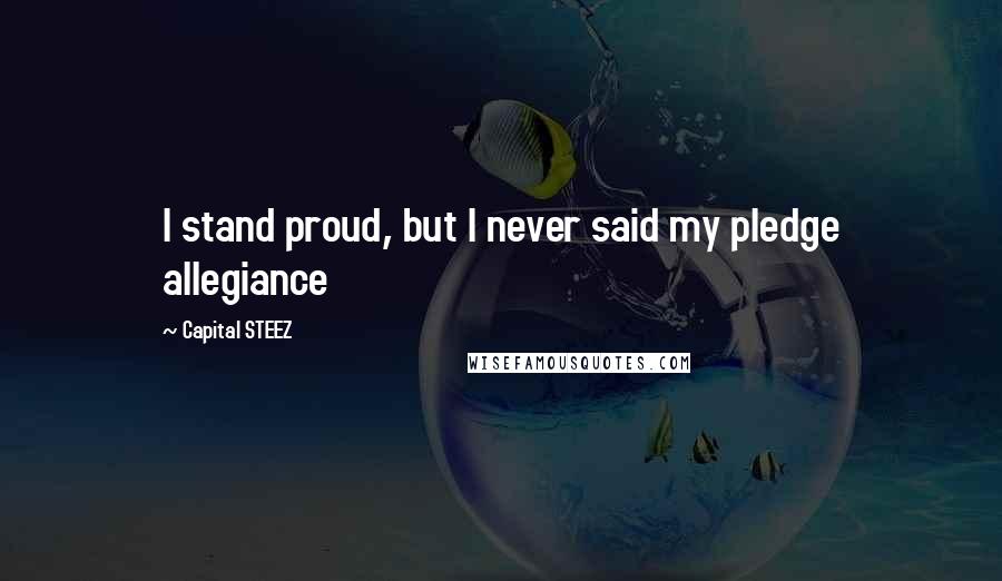 Capital STEEZ Quotes: I stand proud, but I never said my pledge allegiance