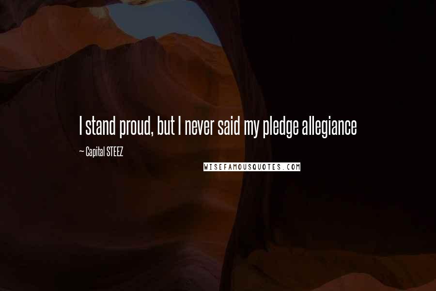 Capital STEEZ Quotes: I stand proud, but I never said my pledge allegiance
