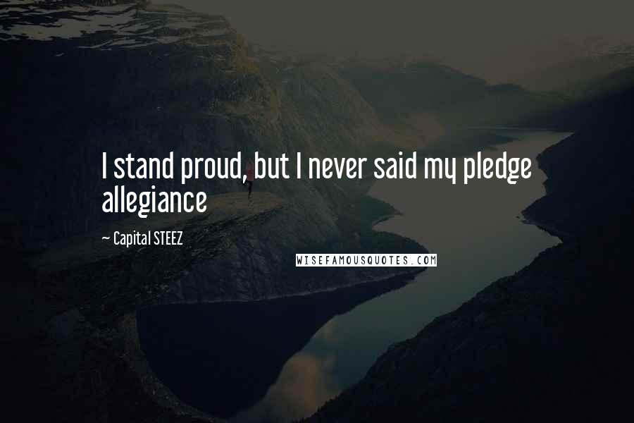 Capital STEEZ Quotes: I stand proud, but I never said my pledge allegiance