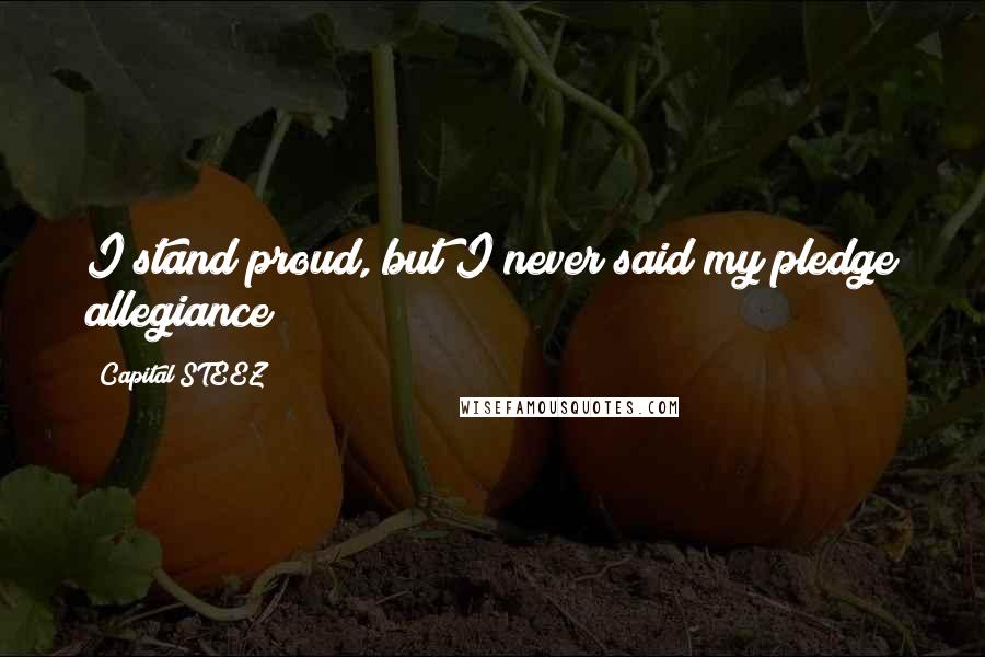 Capital STEEZ Quotes: I stand proud, but I never said my pledge allegiance