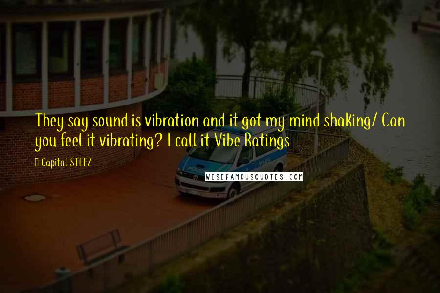 Capital STEEZ Quotes: They say sound is vibration and it got my mind shaking/ Can you feel it vibrating? I call it Vibe Ratings