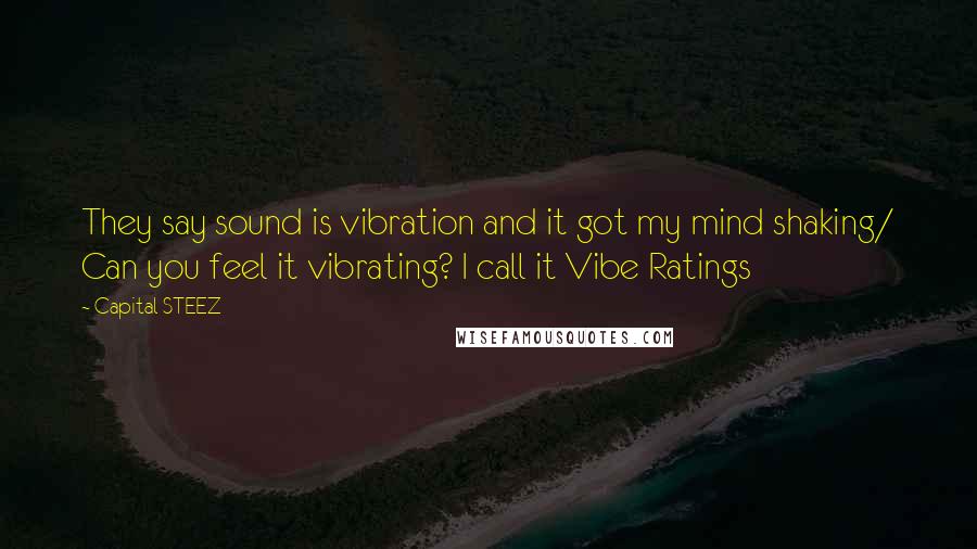 Capital STEEZ Quotes: They say sound is vibration and it got my mind shaking/ Can you feel it vibrating? I call it Vibe Ratings