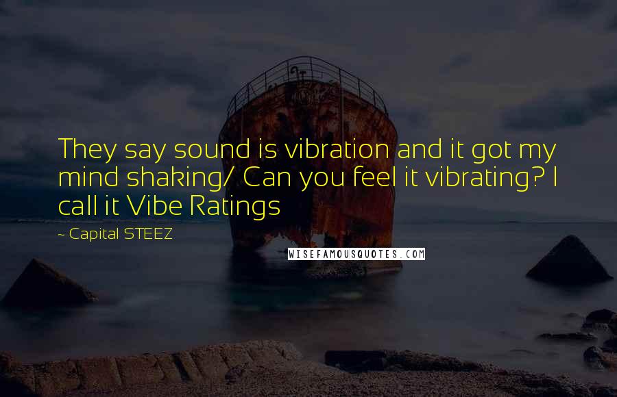 Capital STEEZ Quotes: They say sound is vibration and it got my mind shaking/ Can you feel it vibrating? I call it Vibe Ratings