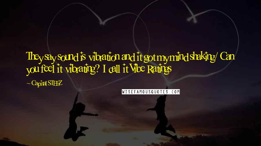 Capital STEEZ Quotes: They say sound is vibration and it got my mind shaking/ Can you feel it vibrating? I call it Vibe Ratings