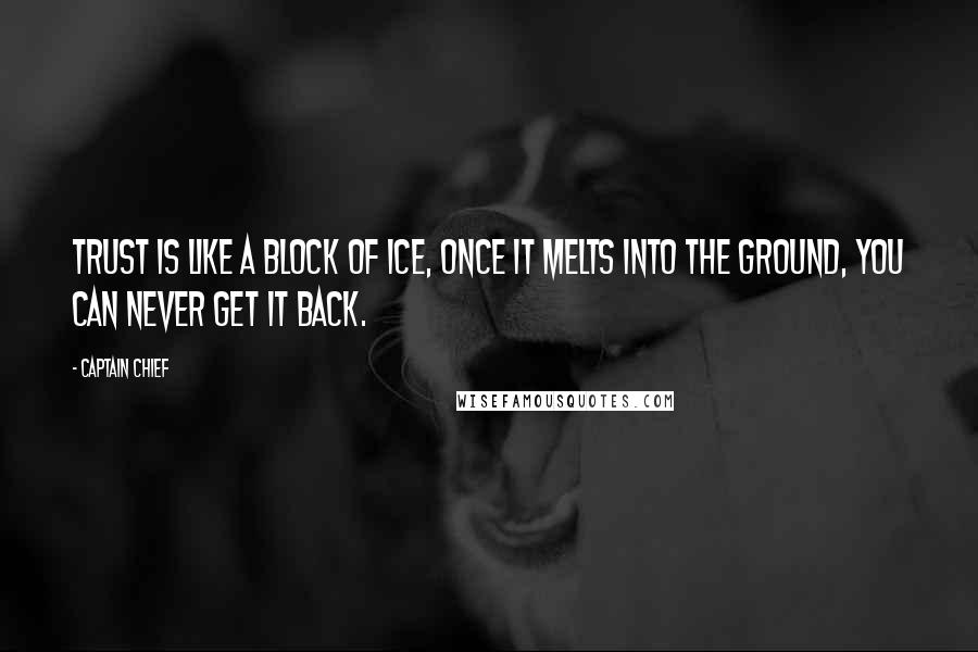 Captain Chief Quotes: Trust is like a block of ice, once it melts into the ground, you can never get it back.