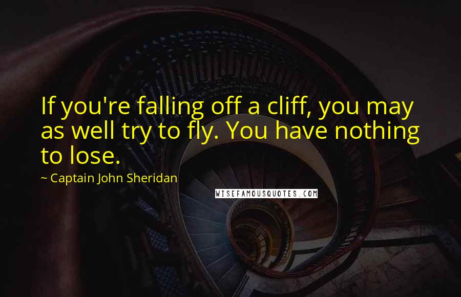 Captain John Sheridan Quotes: If you're falling off a cliff, you may as well try to fly. You have nothing to lose.