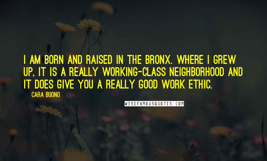 Cara Buono Quotes: I am born and raised in the Bronx. Where I grew up, it is a really working-class neighborhood and it does give you a really good work ethic.