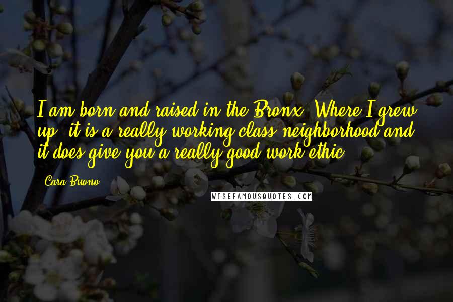 Cara Buono Quotes: I am born and raised in the Bronx. Where I grew up, it is a really working-class neighborhood and it does give you a really good work ethic.