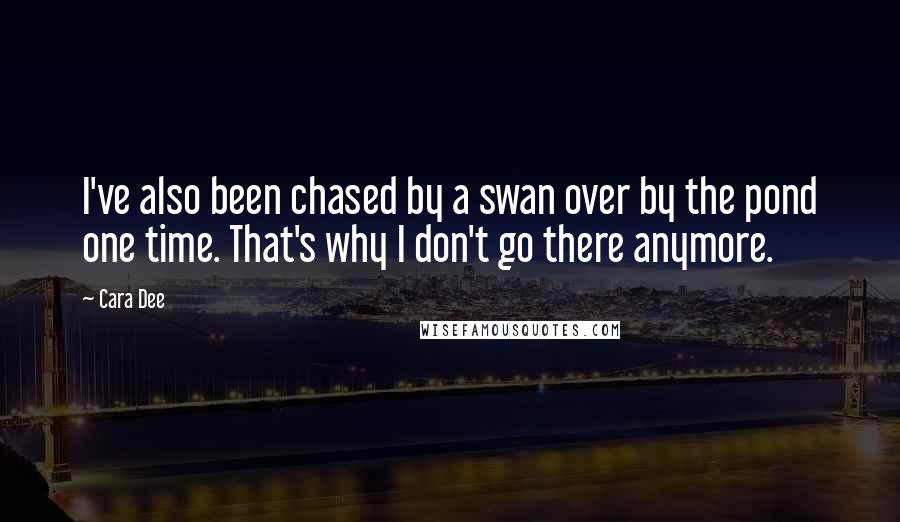 Cara Dee Quotes: I've also been chased by a swan over by the pond one time. That's why I don't go there anymore.