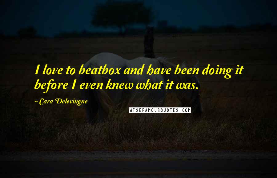 Cara Delevingne Quotes: I love to beatbox and have been doing it before I even knew what it was.