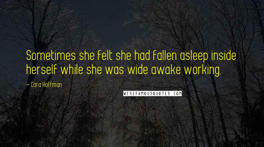 Cara Hoffman Quotes: Sometimes she felt she had fallen asleep inside herself while she was wide awake working.