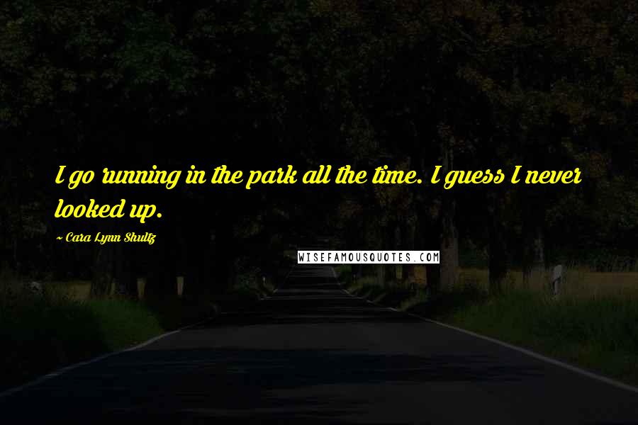 Cara Lynn Shultz Quotes: I go running in the park all the time. I guess I never looked up.