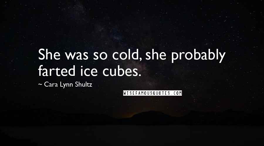 Cara Lynn Shultz Quotes: She was so cold, she probably farted ice cubes.