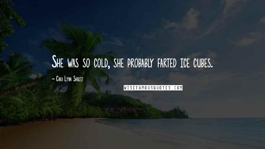 Cara Lynn Shultz Quotes: She was so cold, she probably farted ice cubes.