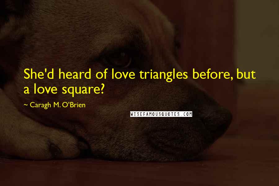 Caragh M. O'Brien Quotes: She'd heard of love triangles before, but a love square?