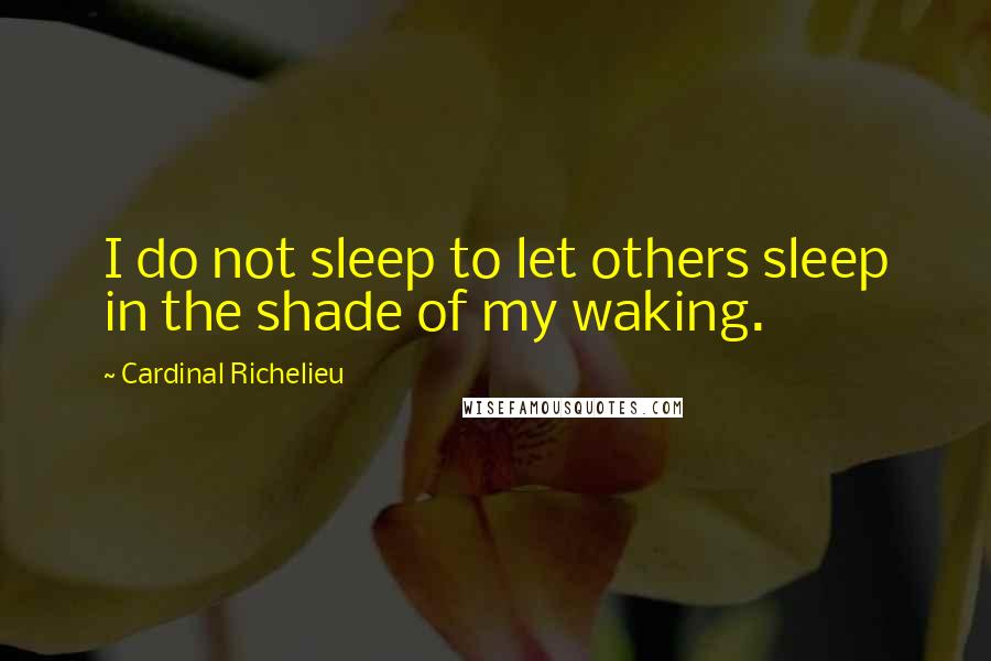 Cardinal Richelieu Quotes: I do not sleep to let others sleep in the shade of my waking.