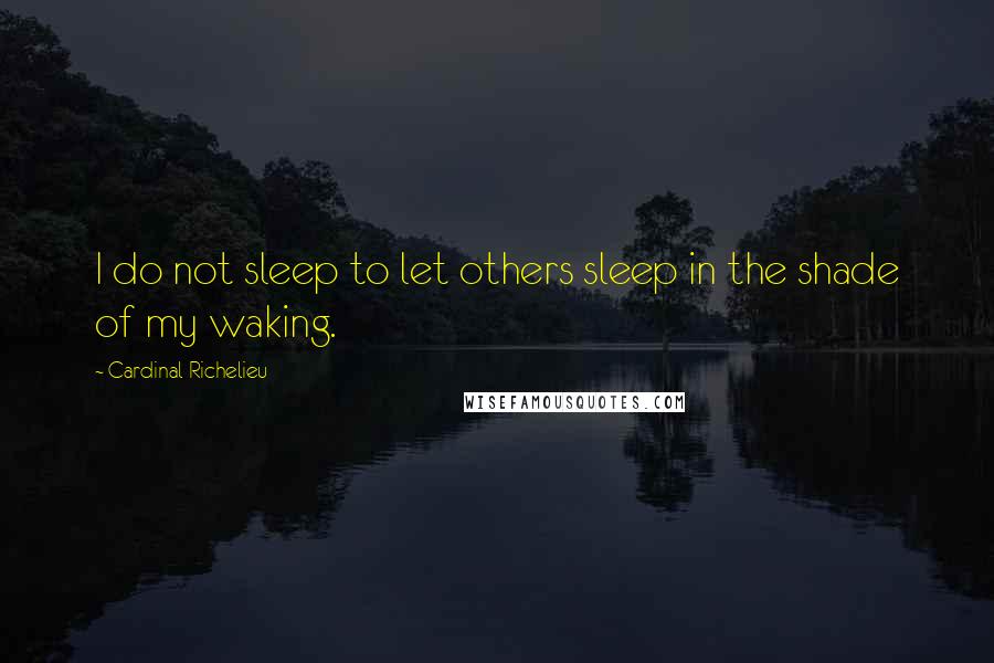 Cardinal Richelieu Quotes: I do not sleep to let others sleep in the shade of my waking.