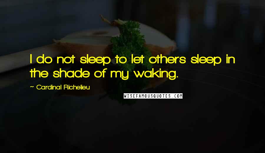 Cardinal Richelieu Quotes: I do not sleep to let others sleep in the shade of my waking.