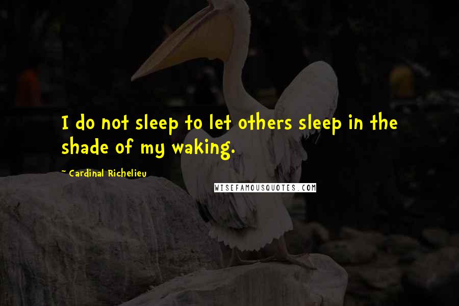 Cardinal Richelieu Quotes: I do not sleep to let others sleep in the shade of my waking.