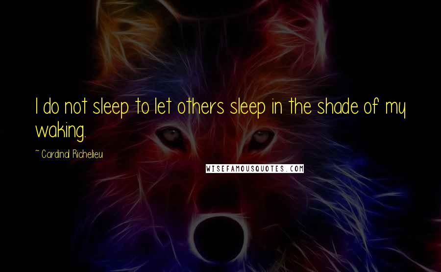 Cardinal Richelieu Quotes: I do not sleep to let others sleep in the shade of my waking.