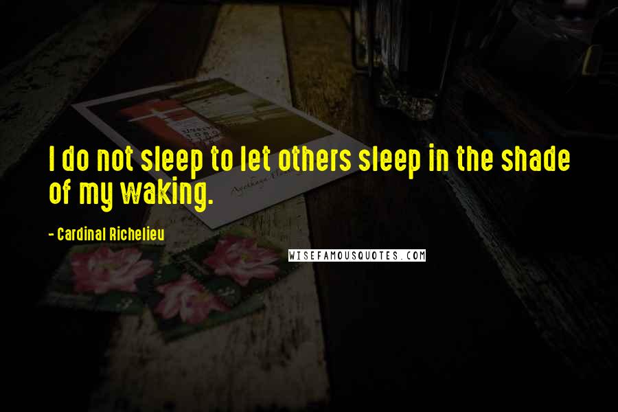 Cardinal Richelieu Quotes: I do not sleep to let others sleep in the shade of my waking.