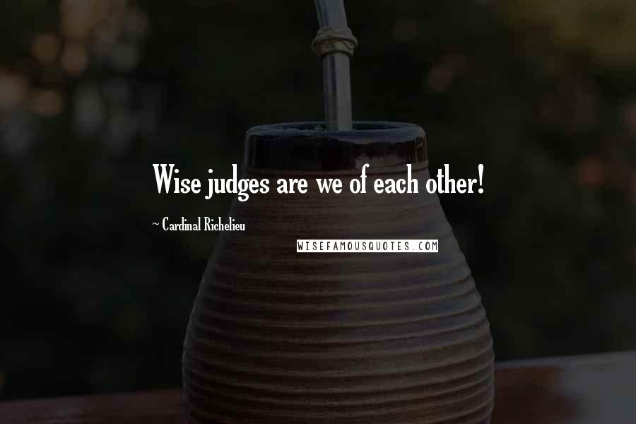 Cardinal Richelieu Quotes: Wise judges are we of each other!