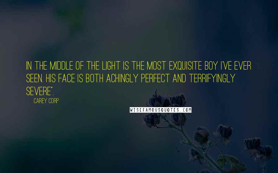 Carey Corp Quotes: In the middle of the light is the most exquisite boy I've ever seen. His face is both achingly perfect and terrifyingly severe".