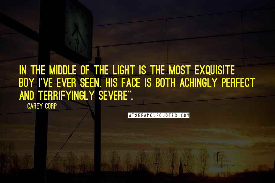 Carey Corp Quotes: In the middle of the light is the most exquisite boy I've ever seen. His face is both achingly perfect and terrifyingly severe".