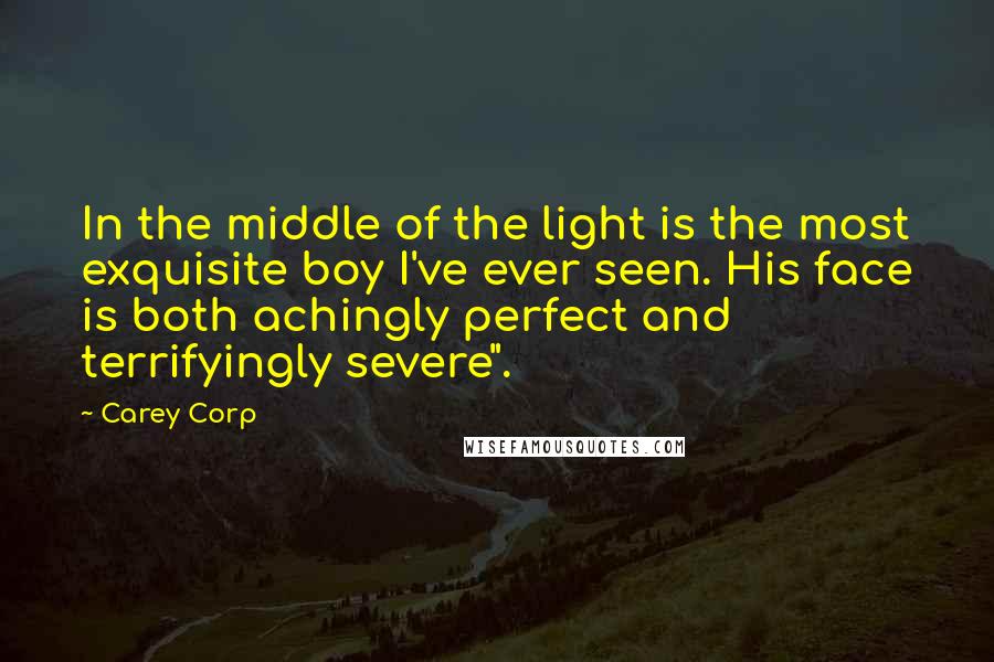 Carey Corp Quotes: In the middle of the light is the most exquisite boy I've ever seen. His face is both achingly perfect and terrifyingly severe".