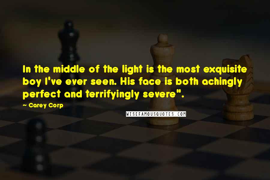 Carey Corp Quotes: In the middle of the light is the most exquisite boy I've ever seen. His face is both achingly perfect and terrifyingly severe".