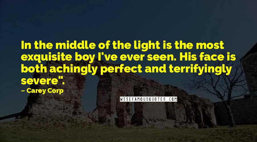 Carey Corp Quotes: In the middle of the light is the most exquisite boy I've ever seen. His face is both achingly perfect and terrifyingly severe".