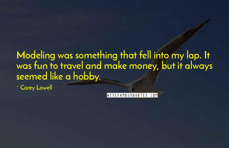 Carey Lowell Quotes: Modeling was something that fell into my lap. It was fun to travel and make money, but it always seemed like a hobby.