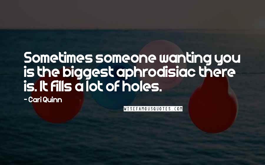 Cari Quinn Quotes: Sometimes someone wanting you is the biggest aphrodisiac there is. It fills a lot of holes.
